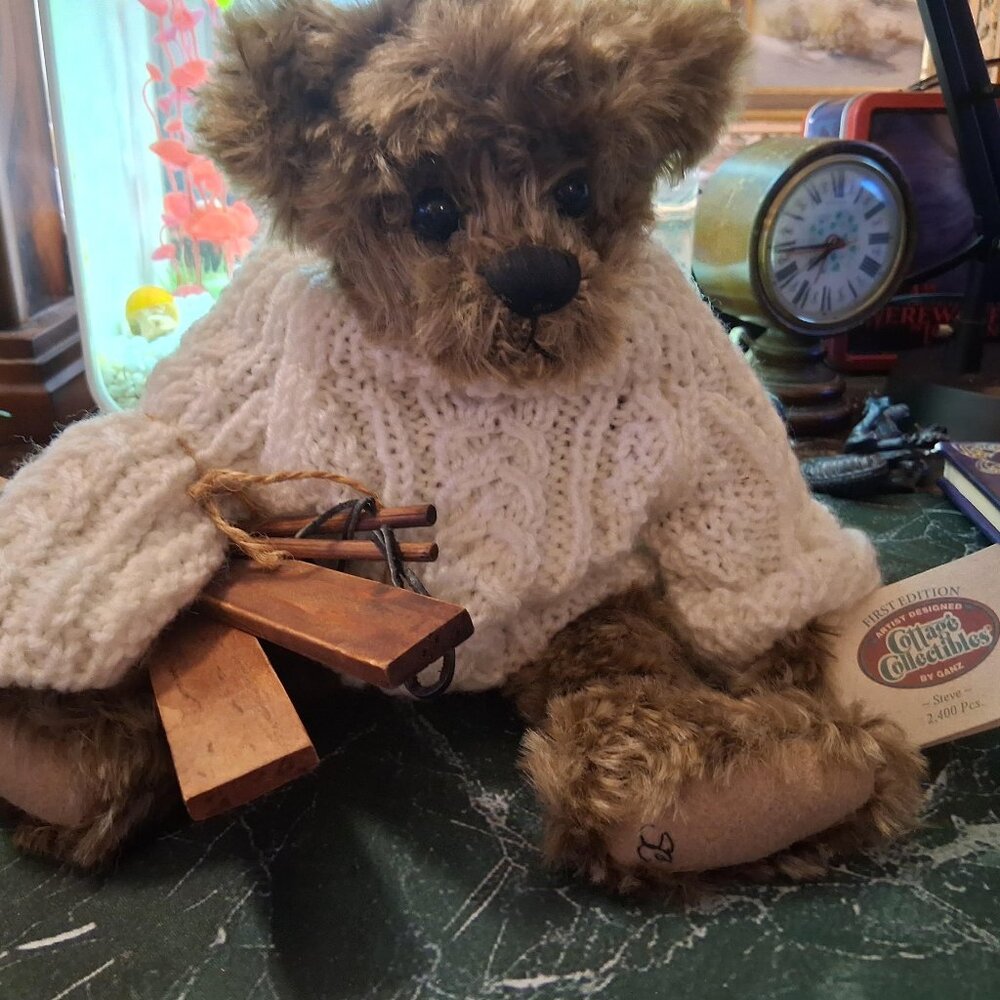 Sue Coe First Edition Artist Designed Signed Cottage Collectibles Teddy Bear Ski